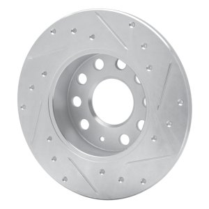 Audi A3 Brake Rotor (1) - Rear Left - R1 Concepts - Drilled & Slotted - Silver - `05-`13